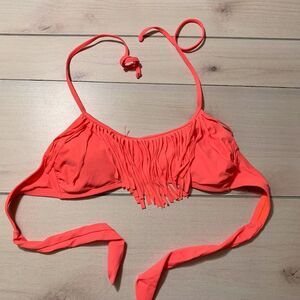 womens S xhileration bikini top coral fringe